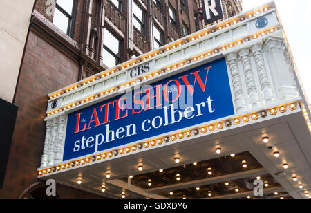 CBS TV The Late Show with Stephen Colbert at the Ed Sullivan Theatre on Broadway in New York City Stock Photo