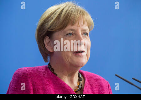 Portrait of German Chancellor Angela Merkel at a press conference in Berlin, Germany, 2014 Stock Photo