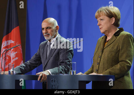 Ghani and Merkel in Berlin, 2014 Stock Photo