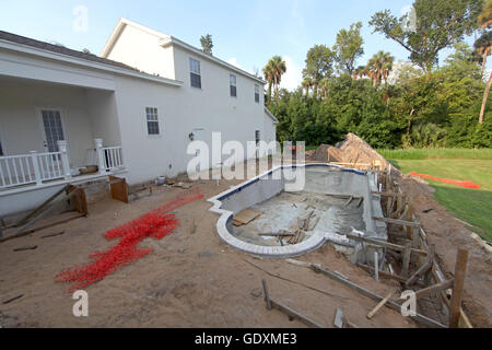 A Swimming Pool under construction in Florida Stock Photo