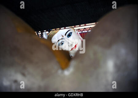 MYANMAR. Yangon. 2014. Giant reclining Buddha Stock Photo