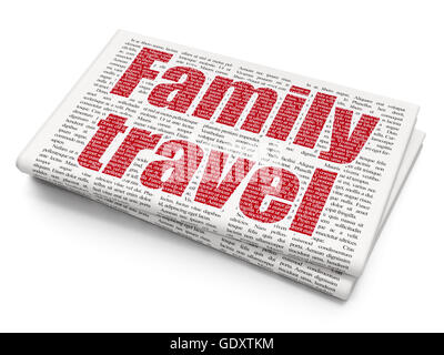 Tourism concept: Family Travel on Newspaper background Stock Photo