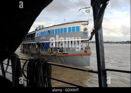 MYANMAR. Yangon. 2014. Ships on the Yangon River Stock Photo