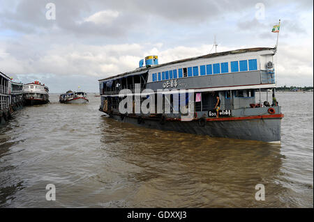 MYANMAR. Yangon. 2014. Ships on the Yangon River Stock Photo