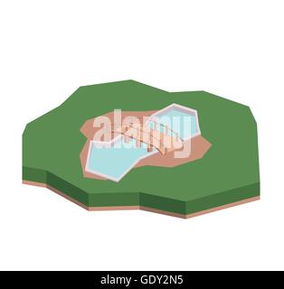 bridge wood isometric  isolated icon design Stock Vector