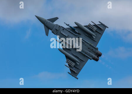 Undercarriage of RAF Typhoon Fighter plane in the skies at the Farnborough International Air Show 2016 Stock Photo