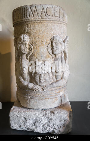 Funeral stone urn from Roman times. Stock Photo