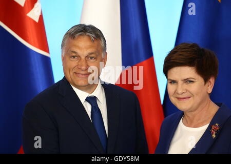 Warsaw, Poland. 21st July, 2016. PM of Hungary Viktor Orban arrived in Warsaw for official meeting of the Visegrad Group under the Presidency of Beata Szydlo. © Jakob Ratz/Pacific Press/Alamy Live News Stock Photo