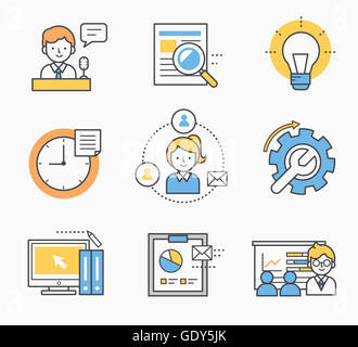 Set of various line icons related to business presentation Stock Photo