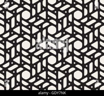 Vector Seamless Black and White Rounded Shapes Triangles and Circles Pattern Stock Vector