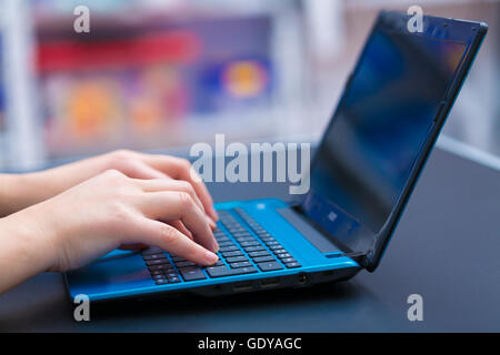 hands on keyboard Stock Photo