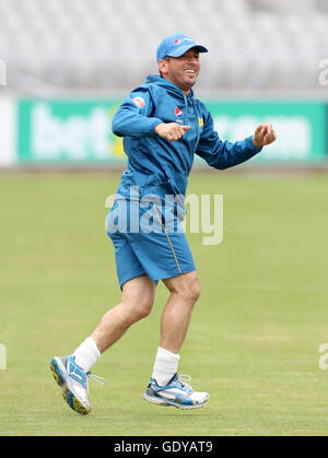 Pakistan's Yasir Shah during the nets session at Old Trafford, Manchester. PRESS ASSOCIATION Photo. Picture date: Thursday July 21, 2016. See PA story CRICKET Pakistan. Photo credit should read: Martin Rickett/PA Wire. Stock Photo