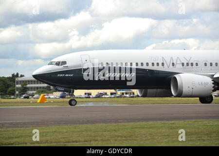 Boeing 737 Max at Farnborough Air Show 2016 Stock Photo