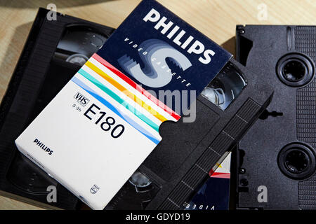 philips e180 VHS blank cassette tapes Stock Photo