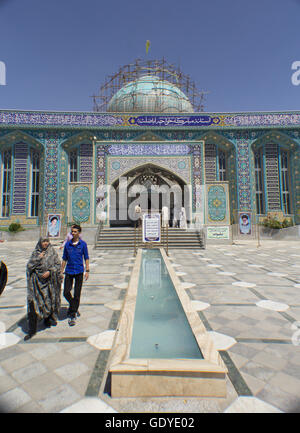 It is the shrine of Khawaja Abasalt one of the owners of Imam Ali ibn Musa Alreza, its  in the form of a ribbed dome surrounded by green gardens and very beautiful trees. Stock Photo