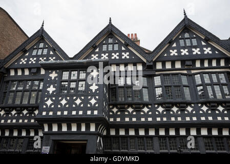 Underbank Hall, a black and white timbered building in the town of Stockport. Now houses a well known bank. Stock Photo