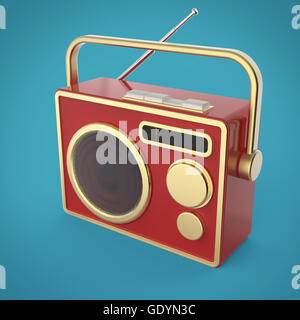 Vintage colorful radio tuner receiver render isolated Stock Photo