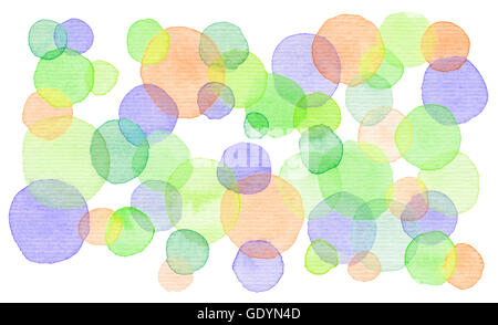 Hand painted watercolor background. Bright circles. Abstract spring summer season background. Round graphic design element isola Stock Photo