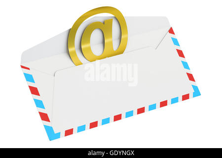 E-mail and internet messaging concept, 3D rendering isolated on white background Stock Photo