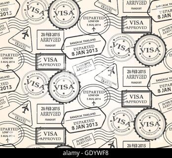 stamp and travel seamless pattern,  Pattern Swatches, vector, Endless texture can be used for wallpaper, pattern fills, web page Stock Vector