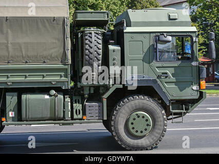 Military truck vehicle on the road Stock Photo