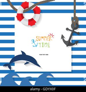summer vacation background, sailor concept, flat icon, text can be add for advertising, wallpaper, greeting card Stock Vector