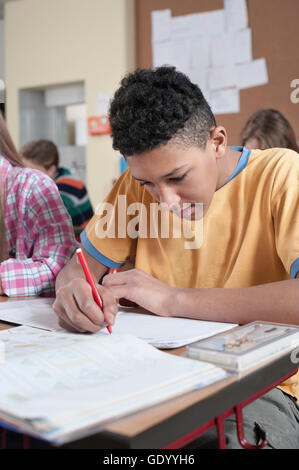 university students studying in classroom, Bavaria, Germany Stock Photo