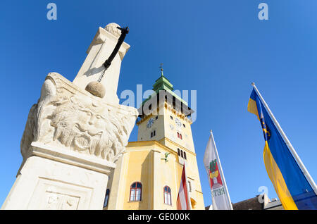 Retz: Town Hall and pillory, Austria, Niederösterreich, Lower Austria, Weinviertel Stock Photo