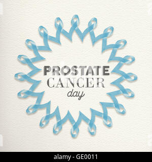 Prostate cancer day mandala made of blue ribbons with typography for awareness support. Stock Photo