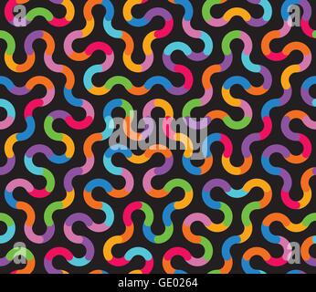 Vector Seamless Multicolor Tangled Rounded Stripes Geometric Pattern Stock Vector