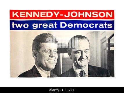 Historic vintage 1960 campaign poster for JFK Kennedy & Lyndon Baines Johnson for President & Vice President for USA Stock Photo
