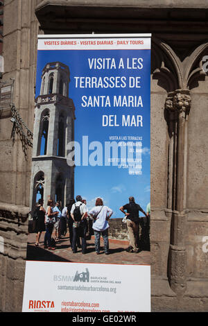 Basílica de Santa María del Mar sign, Barcelona, Catalonia, Spain. Stock Photo