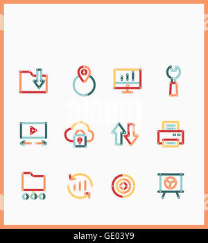 Various line icons related to business presentation Stock Photo