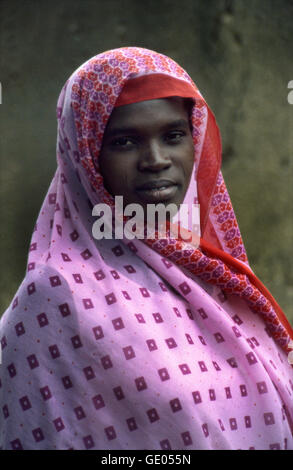Portrait of a Muslim bride on the way to her wedding in Larabanga in the Northern Region of Ghana, West Africa. Stock Photo