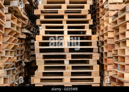 wood pallet stack Stock Photo