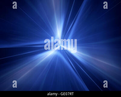 Blue glowing interstellar jump in space, computer generated abstract background Stock Photo
