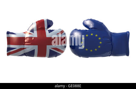 Boxing gloves with UK and Euro flag, isolated 3d illustration Stock Photo