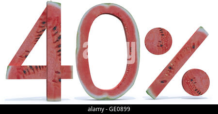 40 percent written made with watermelon, 3d illustration Stock Photo