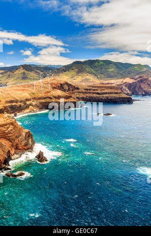 Incredible view of the cliffs at Ponta de Sao Lourenco, Portugal Stock ...