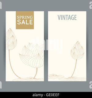 retro flower vertical banners Stock Vector