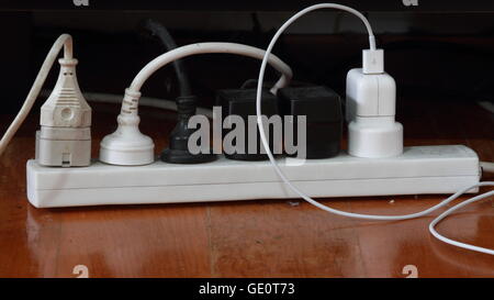 Power source with many plugs Stock Photo