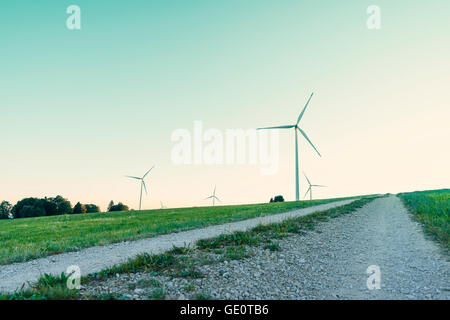 Wind mills for ecological and renewable electricity power production Stock Photo