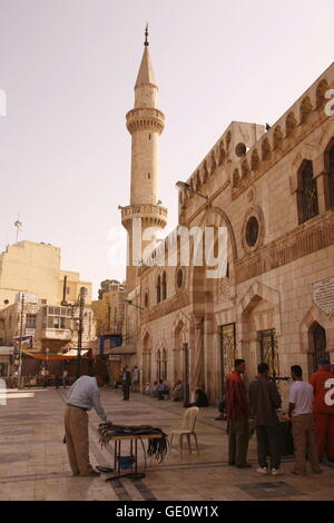 the King Hussein Mosque in the City Amman in Jordan in the middle east. Stock Photo