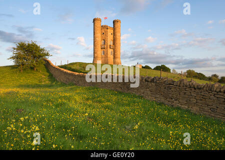 Broadway Tower in spring, Broadway, Cotswolds, Worcestershire, England, United Kingdom, Europe Stock Photo