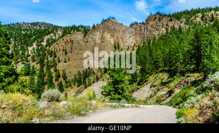 Nicomen Mountain viewed from Nicomen River Road along the Trans Canada Highway in the Fraser Canyon in British Columbia, Canada Stock Photo