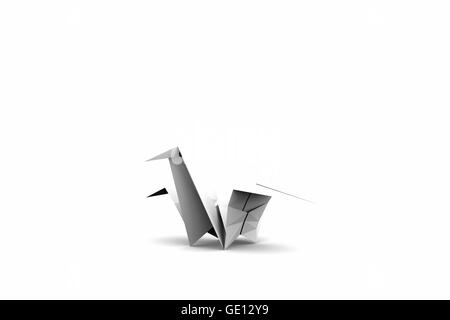 origami crane isolated on white background Stock Photo