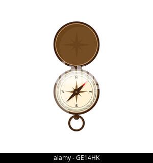Compass in a flat style. Travel,hiking, camping or tourism. Navigation, route planning. Way finder. Vector illustration. Stock Vector
