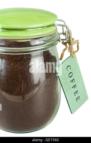 Jar for storage of ground coffee Stock Photo