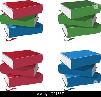 Stack of books set isolated on white background. Stock Vector