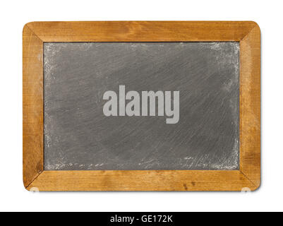 Blank Chalkboard Slate Isolated on White Background. Stock Photo